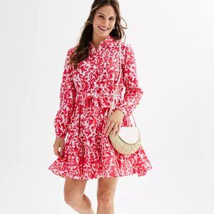 NWOT- Ellen Tracy-Pink-Paisley-Long sleeves-Shirt Dress-Small